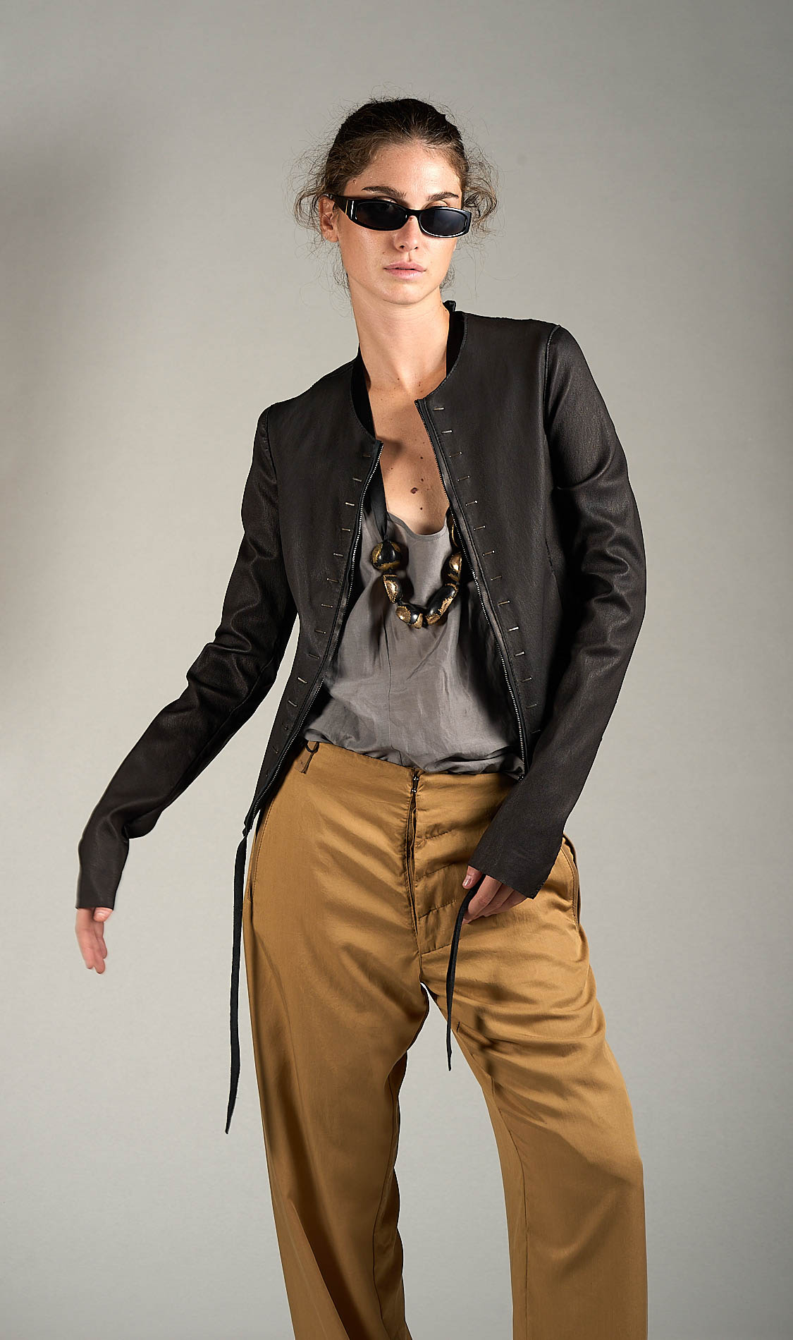 DANIELE BASTA LEATHER AND SILVER JACKET